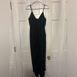 Xscape black midi faux wrap dress size 2
